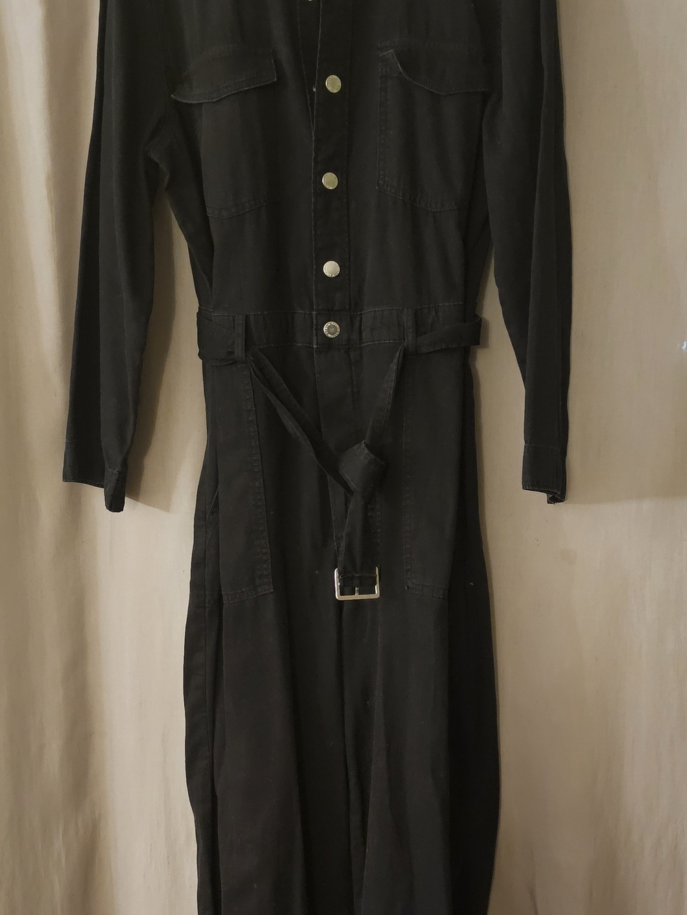 Black Utility Jumpauit with Belt